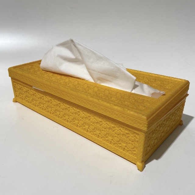 TISSUE BOX, Yellow Plastic 1950s